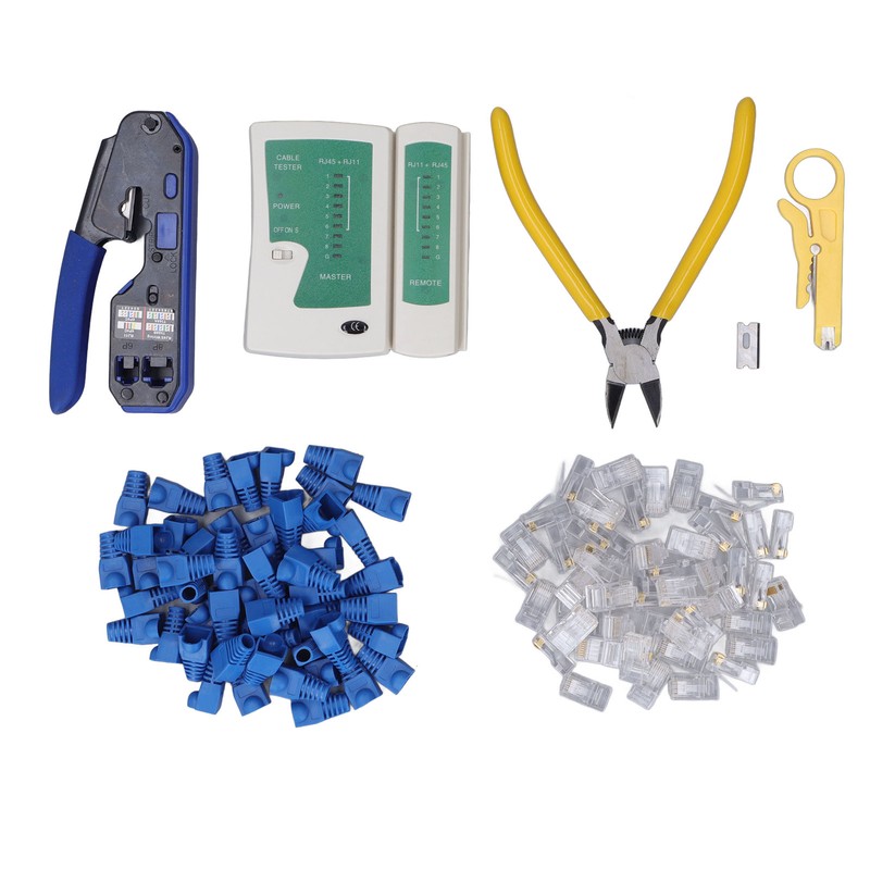 RJ45 Crimping Tool Kit Stripping Pliers 8P8C Crystal Head Network