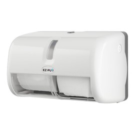 EZbrnd Wall Mount Twin Double Roll Small CORE Toilet Paper Dispenser Holder for Home/Commercial/Washroom/Office, White, 4251-8