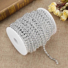 82 ft/25 m Pearl String, Pearl Garland, Pearl Necklace, Decorative Pearl Ribbon Trim for Wedding Party Supplies (Silver)