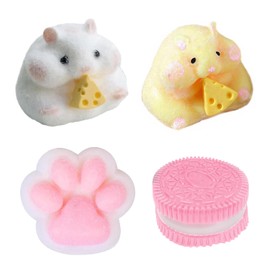 Pack of 4 Stress Relief Toys, Fufu Squishy, Taba Squishy, Funny Stress Ball Squeeze Anti-Stress Ball Adults, Anti-Stress Squeeze Ball, Cat Stress Ball Toy, Anti-Stress Ball Children