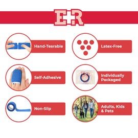 Ever Ready First Aid Self Adherent Cohesive Wrap Bandages 1” x 5 Yards for First Aid, Sprains, Swelling, Sports, Pets, Rainbow Colors – 6 Count