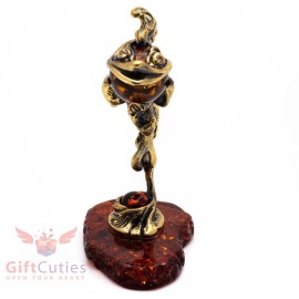 Solid Brass Amber Figurine of GoldFish Veiltail fish Totem talisman IronWork