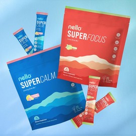 Nello Focus & Calm Super Bundle: 1 Supercalm Travel Packets (Pack of 20) + 1 Superfocus Travel Packets (no-caffeine) (Pack of 20): Your One Stop Shop for Both Mental Focus and Relaxation:_Blue Coconut SC + Mojito SF