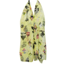 Wrapables Chiffon Under the Sea Fish Pattern Long Scarf, Yellow