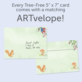 Tree-Free Greetings - New Baby Greeting Card - Artful Designs - 1 Card + Matching Envelope - Made in USA - 100% Recycled Paper - 5 x 7 - Woodland Welcome (GO69419)