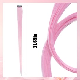 AYNKH 40 PCS Wig Pieces, Hair Extensions, Hanging Ear Dyed Hair Pieces, Bleached and Dyed Wigs for Women, High Temperature Silk Curly Hairs Straight Hair (Sakura Pink)