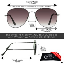proSPORT Reading Sunglass Tinted Full Lens Sun Reader Glasses Aviator +2.50 Gunmetal Grey Lens