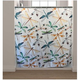 spring Home Dragonfly polyester Fabric Shower Curtain,multi-color, 72x72 modern shower curtain curtain design features a whimsical dragonfly design, 11231