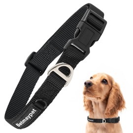 Betmaypet Dog Collar, Adjustable Nylon Puppy Collar with Quick-Release Buckle, Dog Collars for Small Medium, and Large Breed Size Dogs (Black, XS)