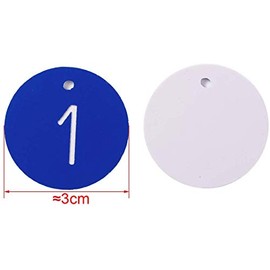 Sourcemall Plastic ID Number Tags Key Tags with Key Rings (1-50, Blue)