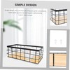 Mobestech 1Set Desktop Iron Storage Basket with Wood Board Hanging