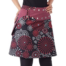 PUREWONDER SK170 Women's Wrap Skirt Cotton Skirt with Pocket, black