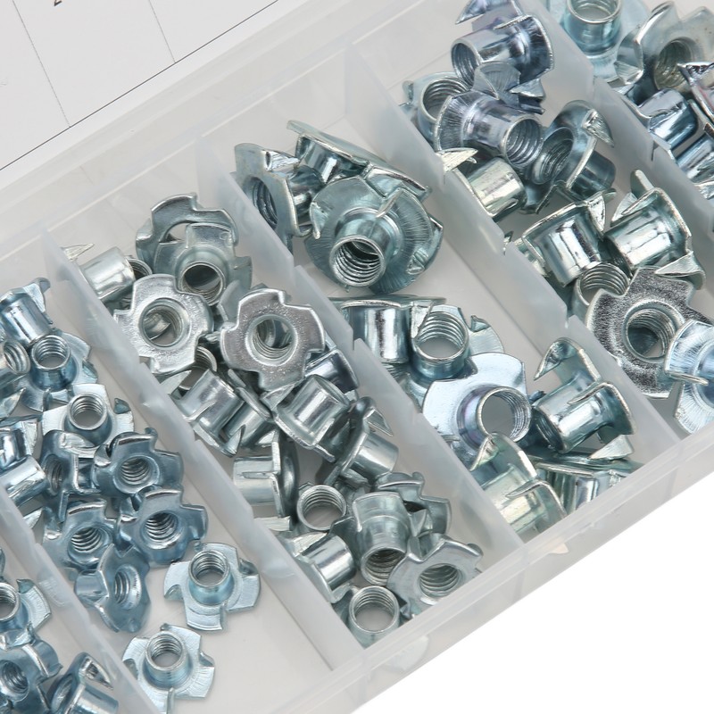 80Pcs T Nuts Carbon Steel Galvanized Layer Rust Resistant Sturdy