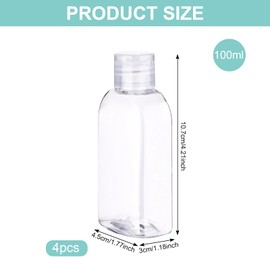 Travel Bottles for Toiletries 3.4oz/100ml,Leak Proof Squeeze Bottles with Flip Cap,Clear Plastic Empty Containers,Refillable Liquid Containers with Label for Lotion Shampoo Conditioner (4)
