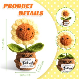 ZcrPrn Retirement Gifts, Knitted Sunflower, Not My Problem Anymore Retired 2025, Unique Retirement Decorations, Retirement Card for Women for Coworkers Mom Nurse Teacher Funny Leaving Gifts