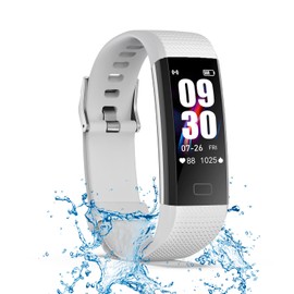 Fitness Tracker with Blood Pressure Heart Rate Sleep Monitor, Waterproof Activity Tracker Health Watch, Step Calorie Counter Pedometer for Men and Women for Android and iOS Smartphone (White)