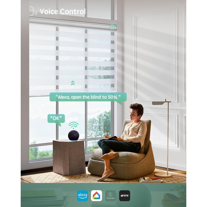Yoolax Motorized Blinds with Remote, Electric Zebra Blinds for Indoor