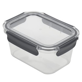Home Basics Airtight Food Container | Powerful Air Tight Locking System | Rounded Corner | Sturdy Plastic and Silicone | Great for Liquids | Great for Lunches and Leftovers | (42 oz)