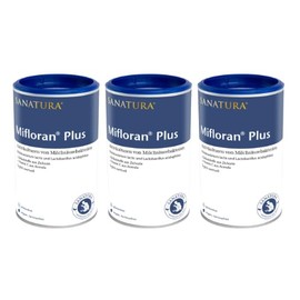 Pack of 3 Sanatura Mifloran Plus - 3 x 200 g - Lactic Acid Bacteria with 12 Billion CFU per Daily Dose - Combined with Vitamin C from Acerola and Oligofructose - Vegan and Lactose Free
