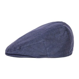 BOTVELA Men Linen Flat Ivy Breathable Summer Newsboy Hat (7-7 1/8, Herringbone Navy)