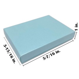TheDisplayGuys - 100-Pack #53 Cotton Filled Cardboard Paper Jewelry Boxes Gift Case - Pearl Teal (5.4" x 3.9" x 1.0") - for Shipping or Storage