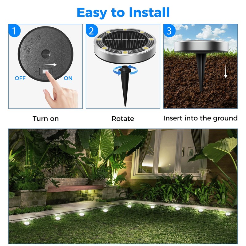 Peasur 6 Pack Solar Lights Outdoor Garden, Solar Ground Light,