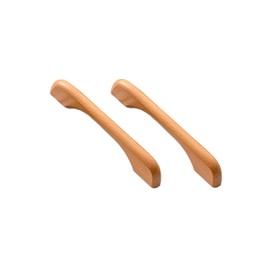 KOVNISE 2 PCS Cabinet Pulls Solid Wood Pulls Beech Pulls Original Wood Color Simple Modern Style for Cabinet Cupboard Door Drawer Shoe Cabinet Dresser Long Drawer Handle (128mm)