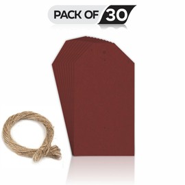 Craft Tags Kraft Paper Tags with String Blank Luggage Tags 2 Assorted Colors Rectangular Twine .Christmas,Birthday Gift Tags for Labeling Presents Arts and Crafts (30, 6.5cm X 11cm)