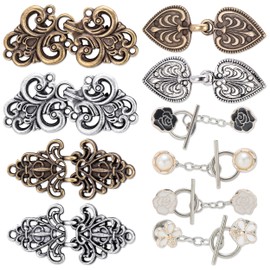 10 Pcs Vintage Sweater Clips, 2 Styles Chic Shawl Clip for Women, Silver Copper Retro Cardigan Collar Clips Cinch Clip Dress Shirt Brooch Pins for Women Shawl Shirt Sweater