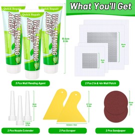 Mckanti Drywall Repair Kit - Spackle & Patch for Wall Holes, Includes 4 Pcs Drywall Patch, Sandpaper, Scraper