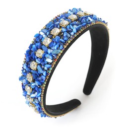 Gmmidea Rhinestone Women Headband Sparkle Diamond Crystal Headband Padded Wide Hairband Glitter Hair Accessories for Women Girls Royal Blue