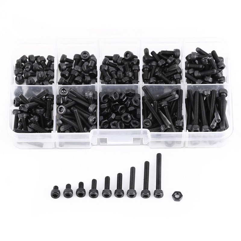 Tornillos M3 280PCS y Tuercas Hex de Acero de Aleaci?n