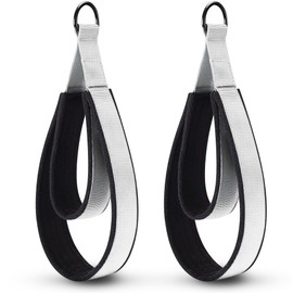 2PCS Pilates Double Loop Strap for Reformer Fitness D-Ring Straps Handle, Yoga Pilates Equipmen D-Ring Exercise Strap for Gym Workout Home(Cloudy White)