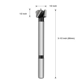HSAWBIT 13mm Forstner Drill Bit for Woodworking, Forstner Bit Wood Drill Bits for Holes, Hinge Cutter (Ø13mm, length 90mm, Round Shank)
