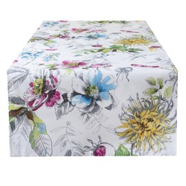 Benson Mills Indoor Outdoor Spillproof Heavyweight Fabric Home Décor Table Runner; Table Décor for Spring, Summer, Parties, Wedding Showers and Baby Showers (Blooming Floral, 16" x 108" Table Runners)