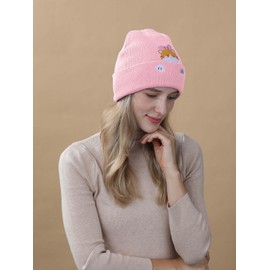 Cat Hat Beanie for Women Orange Colorful Cat Gifts for Cat Lovers Cat Mom Embroidered Beanie Daughter Best Friend Sister Funny Cute Cat Stuff Pink