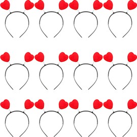 Cotiny 12 Pieces Valentine's Day Heart Bopper Headband Furry Heart Antenna Hair Band for Girls Women Valentines Day Birthday Party Supplies