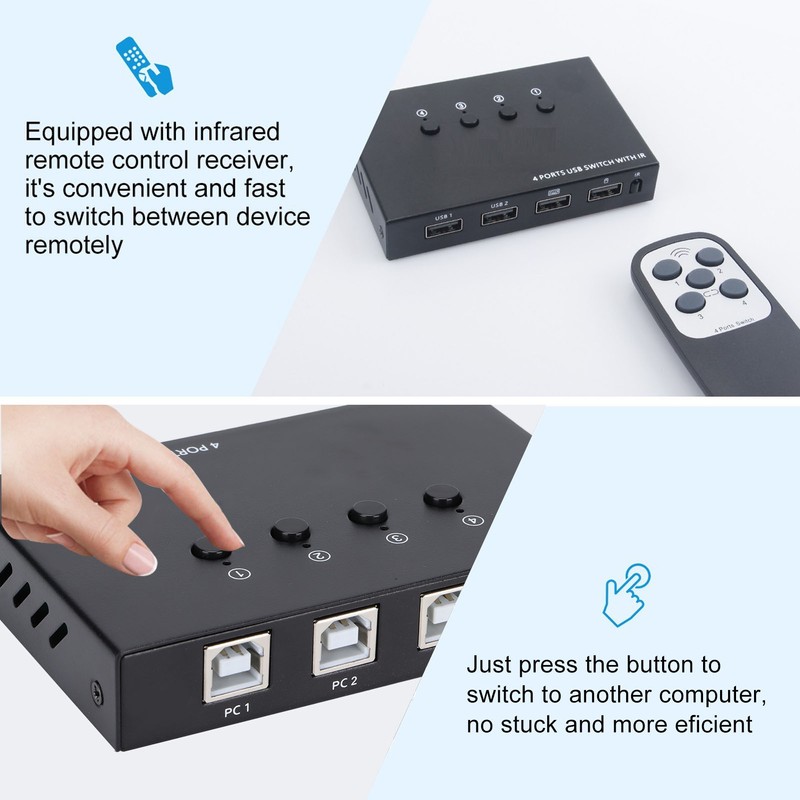 USB Switch USB2.0 Full Speed Transmission 2 Switching Modes 4