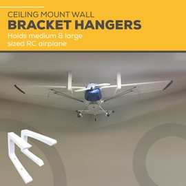splash n color Bracket Ceiling Wall Mount & Heavy-Duty Garage Hanger for Hanging RC Airplane Medium - Garage Storage Utility Hooks - Easy to Mount, Storage Saving - White