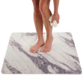 Extra Large Square Shower Mat Non Slip - Soft Loofah Mat - Bathroom Shower Mat Stall - Shower Mat Square - No Slip Shower Mats - Shower Floor Mat - Square Shower Mats for Showers (Gray Marble 31x31)