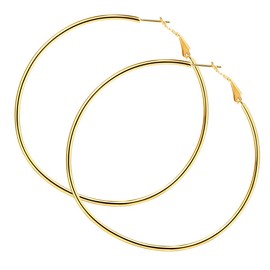 FOCALOOK Big Gold Hoop Earrings for Women,14K Gold Filled Hypoallergenic Waterproof Non Tarnish Stainless Steel 70mm Large Gold Circle Huggie Hoop Earrings