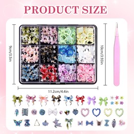 Thoquene 300 pieces 3D nail charms, nail charms, nails, DIY, Plastic, butterfly