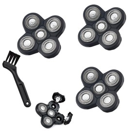3 Pcs 5-Blade Universal Head Shaver for freebird replacement blades, Compatible with Freebird Shavers, Electric Shaver Refills for Bald Men with 1 Cleaning Brush (3 Pack)