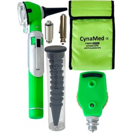 Cynamed Otoscope - Ear Scope with Light, Ear Infection Detector, Both Adult and Pediatric Disposable Specula Tips (Green)
