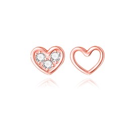 MYHAO 925 Sterling Silver CZ Love Heart Stud Earrings for Women Teens Tiny Heart Stud Earrings Hypoallergenic-5MM, 0.2 INCH, Sterling Silver, Cubic Zirconia