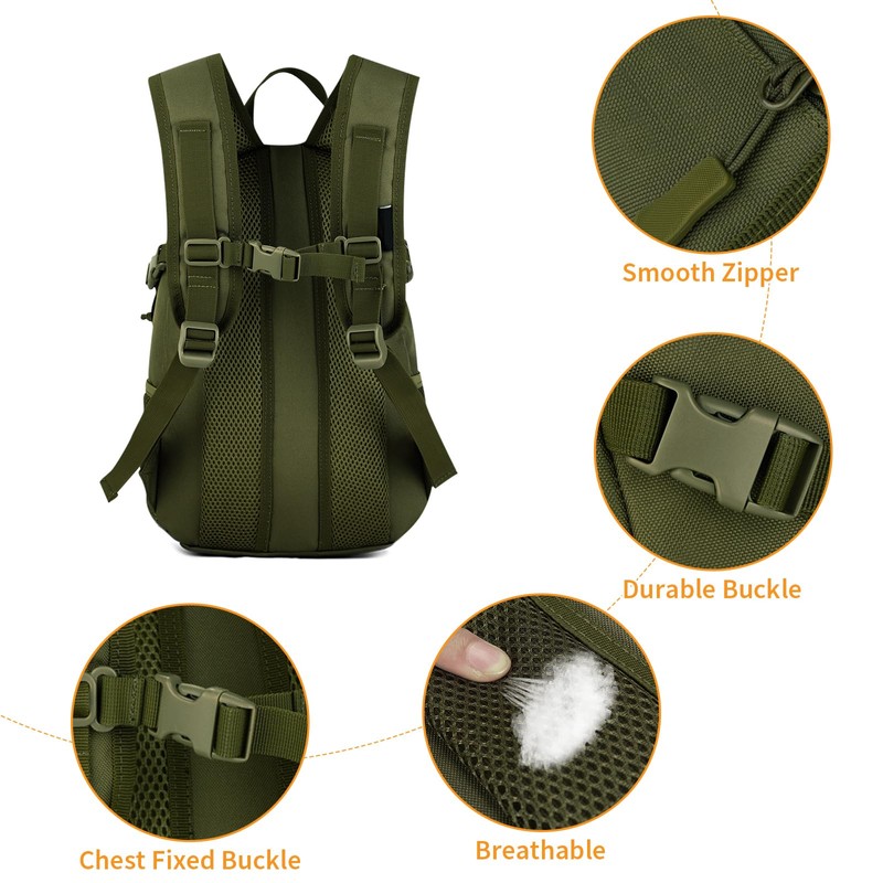 HUNTVP 12L Small Daypack Schoolbag Molle Backpack Student School Rucksack