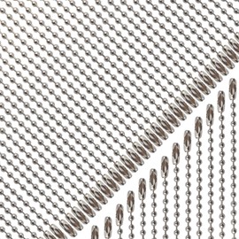 GXXMEI 220PCS 100mm Long Bead Connector Clasp Ball Chain Keychain Tag Keychain Ball Chain 2.4 mm Diameter Adjustable Antiqued Metal Bead Steel Chain