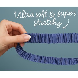 MyfavoriteK Jeans Style Scrunchie Lanyard for ID Badges Cute Neck Stretchy Lanyard for Keys Retractable Keychain Holder (Black)