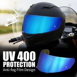 Helmet Visor for i90/Hj33/i91, Motorcycle Helmet Visor, UV Protection Helmet Visor, Motorcycle Wind Protection Helmet Lens Visor, Motorcycle Helmet Visor Replacement (Chrome Blue)