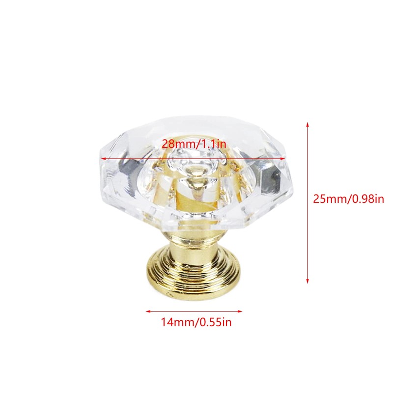 KUMGROT 1.1 Inch Gold Crystal Knobs, Cabinet Drawer Pulls and